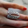 Korean version of the new women's open ring, full diamond zircon wings adjustable ring, fashion charm ring