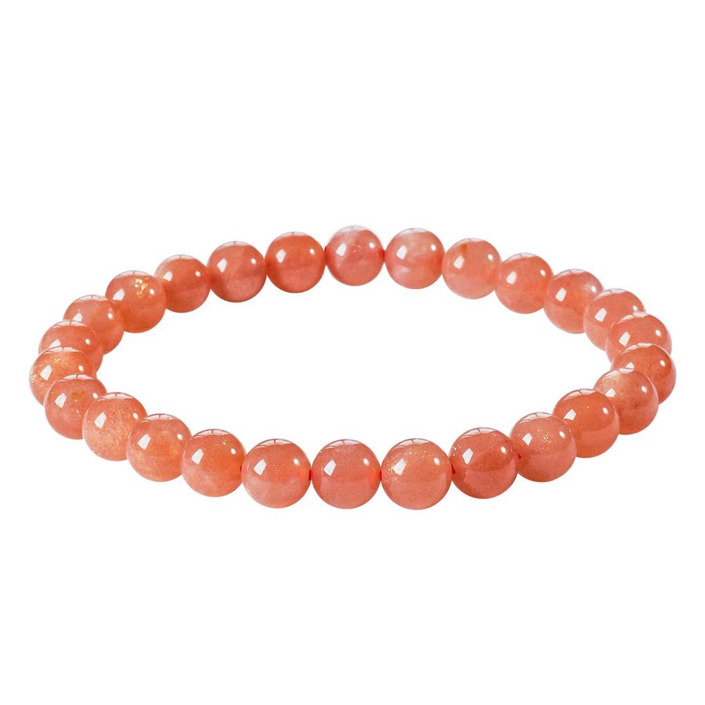 Runya Crystal 7A Grade Sunstone & Orange Moonstone Round Bead Bracelet - Natural Loose Spacer Beads