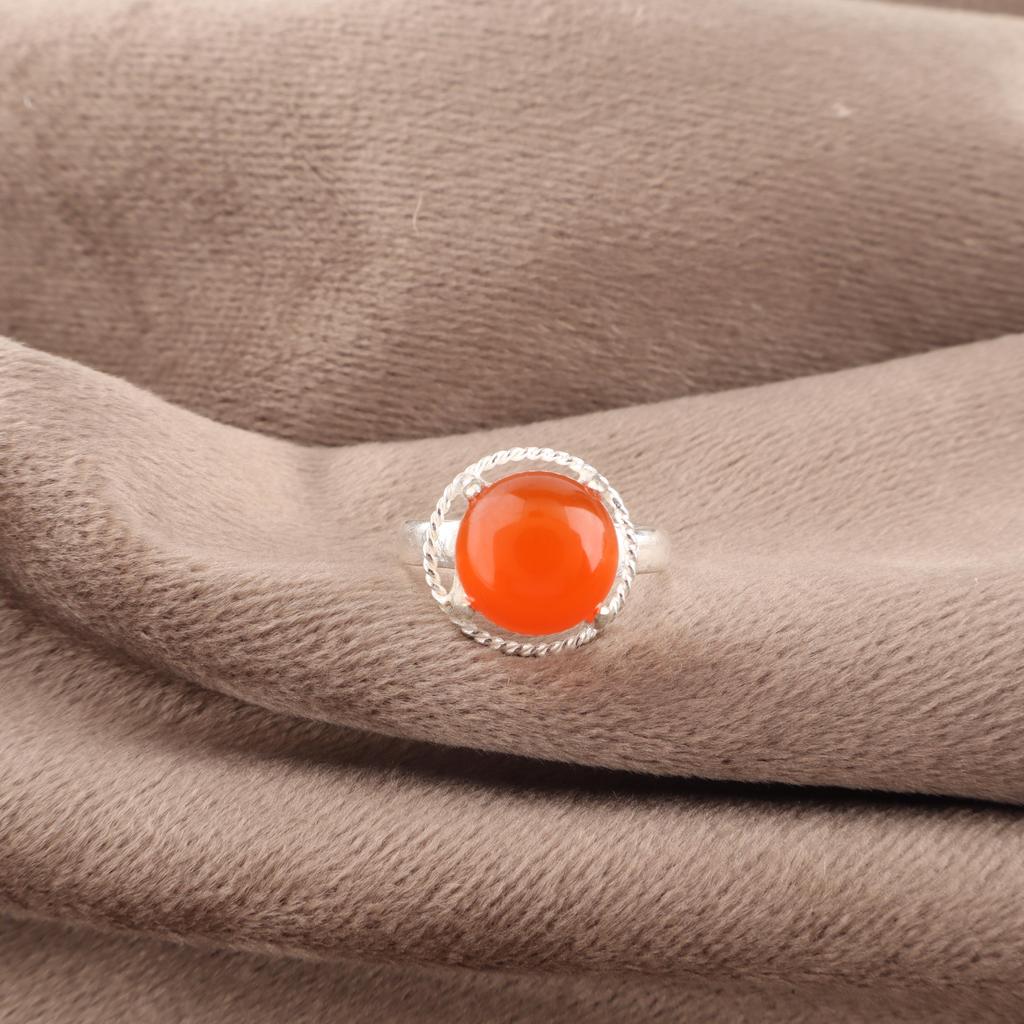 Cudowna biżuteria z karneolu, pierścionek ze srebra próby 925, ręcznie robiony piękny srebrny pierścionek na prezent ślubny