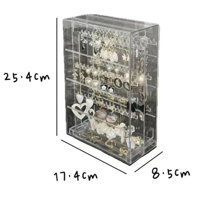 Women Jewelry Storage Box Rings Holder Necklace Earring Organizer Display Stand Large Container Transparent Dustproof Boxes Gift