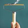 Stainless Steel Double-Sided Lint Remover with Wooden Handle for Woolen Coats