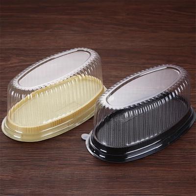Altın Siyah Şeffaf Oval Plastik Kek Musu Paketleme kutusu Kek Peynir Pasta Kreması Kap Kutusu Düğün Şenlikli Günler