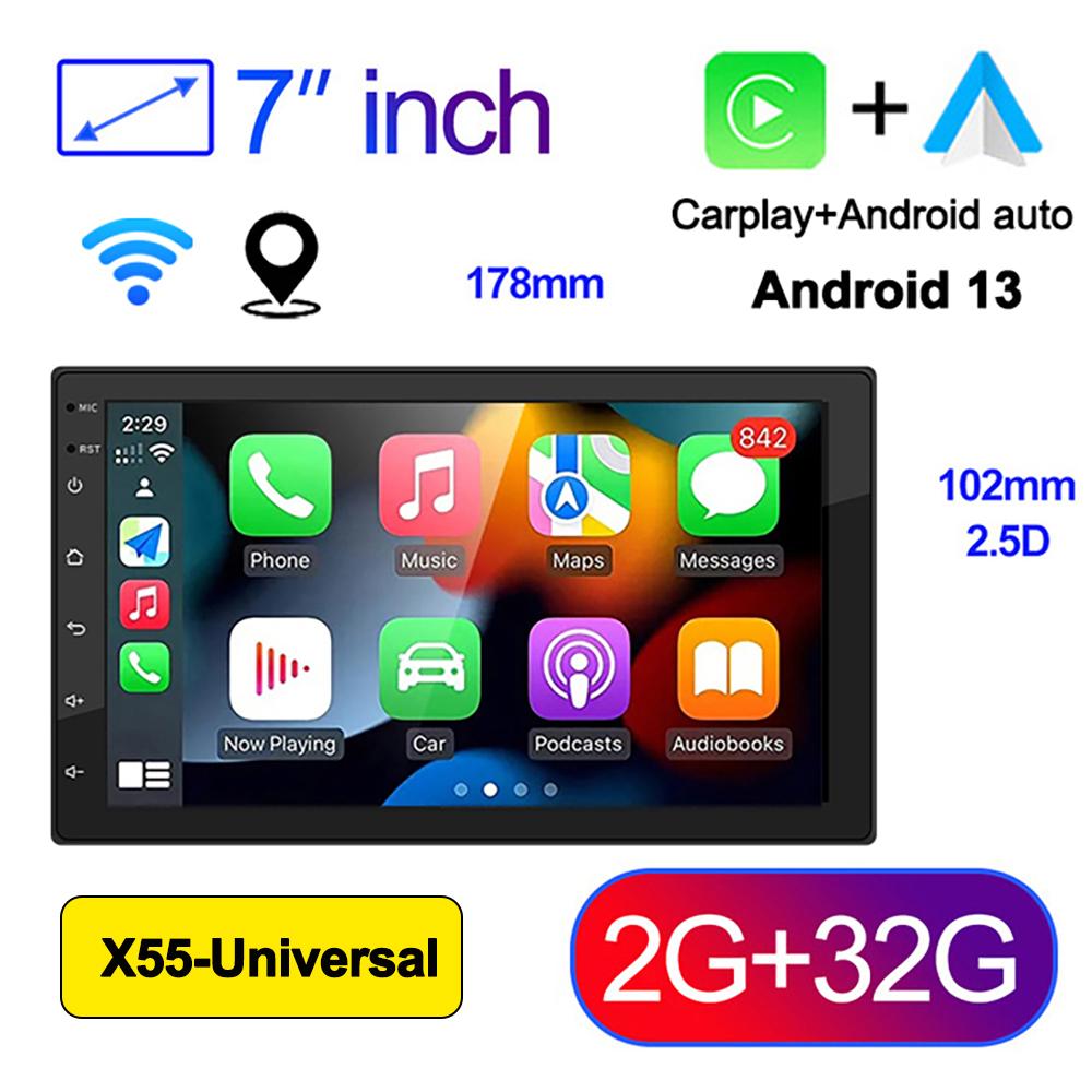 Android 13 Wireless CarPlay for Apple 2Din Auto Radio for FIAT 500 Abarth 2007 2008 2009-2015 Multimedia Screen Stereo GPS BT