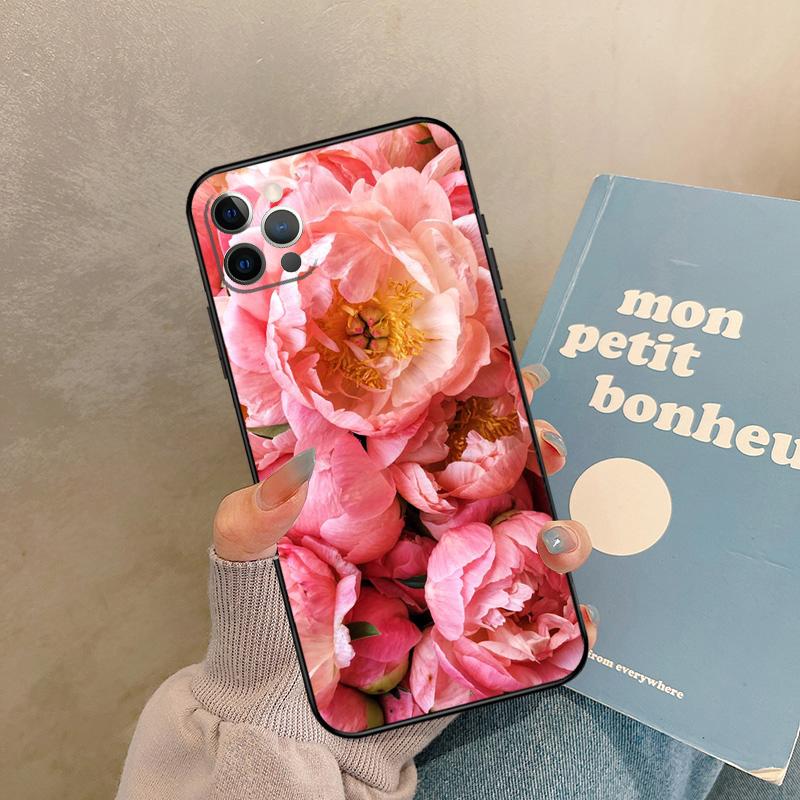

Elegant Pink Purple Peony Flower Case For 17 Air iPhone 16 15 14 13 12 11 Pro Max 12 mini XR 15 16 Plus 16e Back Cover Shell iPhone 16 Pro