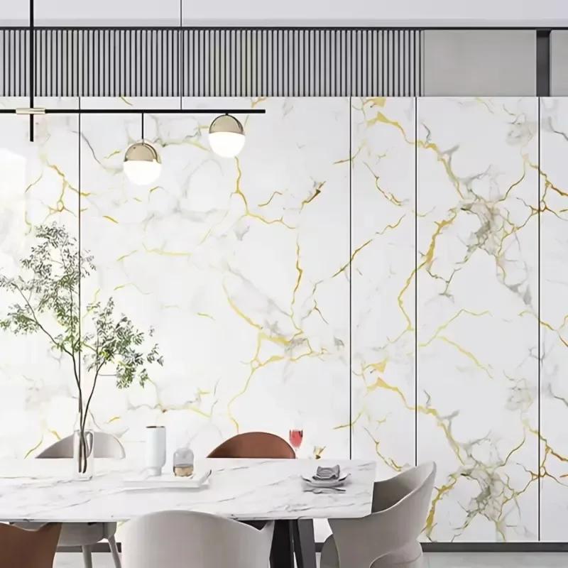 Waterproof and Antifouling Wall Sticker Self-adhesive Wallpaper 1 Roll Thick Foam Marble Wallpaper for Bedroom and Living Room