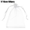 100pcs/lot Organza Gift Bag For Jewelry White Drawstring Pouches For Wedding Christmas Candy Gift Bags Jewelry Packing