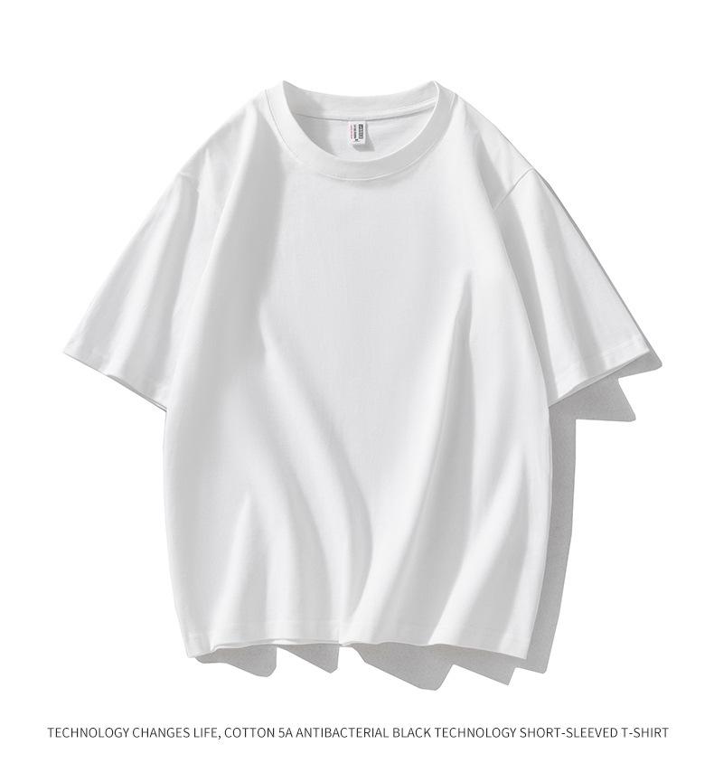 Unisex Antibacterial Cotton Double Yarn T-Shirt - 280g, Short-Sleeve, Loose Fit