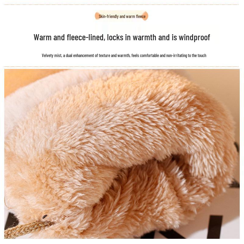 2024 Warm Fleece-Lined Suede Cycling Gloves – Thick, Windproof, Full Finger Mittens for Cold Weather.