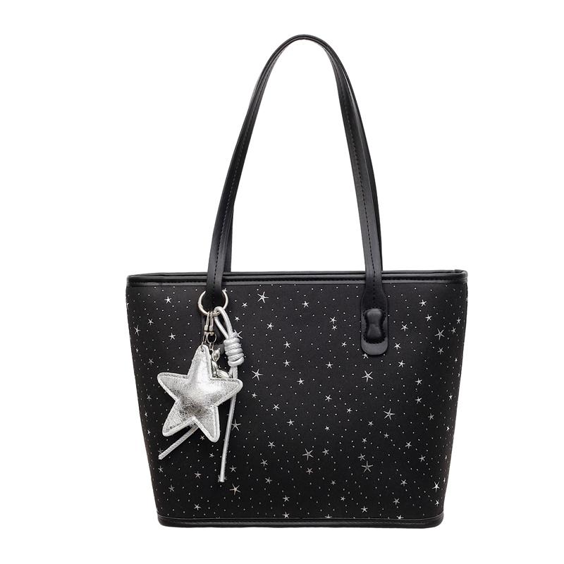 Fashion Cute Sparkle Star Print Tote Bags for Women with Star Charm Trendy Crossbody Purse Work Shopping Casual Shoulder Handbag