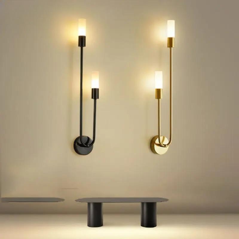 Nordic Luxury Wall Lamp Living Room Modern Minimalist LED Black Gold Creative TV Background Wall Corridor Bedroom Bedside Lamp