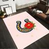 Horseshoe Pattern Carpet with Red Flower and Star Accents, Pink Base Suitable for Use As an Anti-slip for Living Room Bedroom Sofas