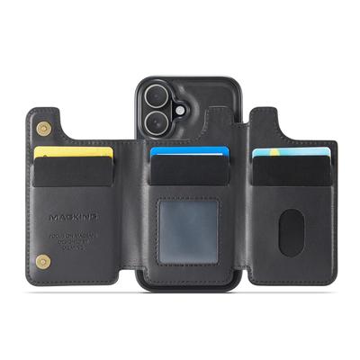 MAGKING K3 Series For iPhone 16 Case Compatible with MagSafe Wallet PC+TPU+PU Phone Cover