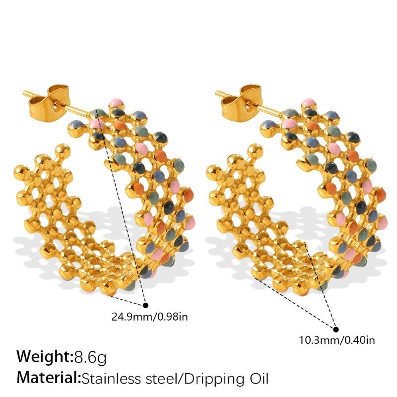 

Gold hollow-out ear cuff ring - exquisite color block, high-end chic jewelry for women