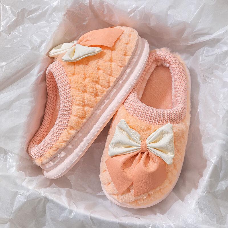 Changbaosen Cartoon Rabbit Bow Plush Cotton Slippers