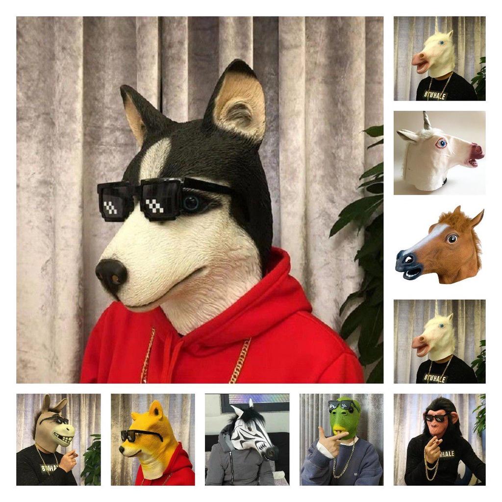 Horse Head Mask Halloween Animal Rubber Party Cosplay Costume  Accessory Adult