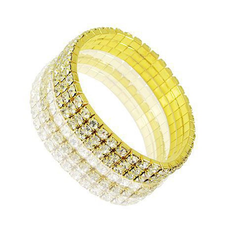 

3-рядный эластичный браслет, блестящий, полный бриллиант, однорядный, многорядный эластичный браслет, высококачественный роскошный женский браслет K9