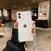 Amazon popular application iPhone12 four corners anti-drop lanyard mobile phone case Apple 11 transparent glitter protective case