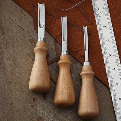3 Size A4mm A6mm A8mm Practical Leather Craft Edge Beveler Skiving Beveling Knife DIY Cutting Hand Craft Tool with Wood Handle