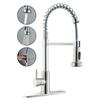 Silver Single Hole Stainless Steel Pull Out Sprayer Kitchen Faucet