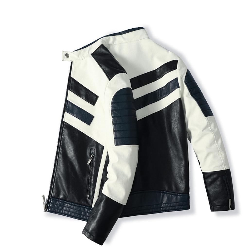 Men's Stand Collar Zipper Jacket Trendy Retro Distressed Men's Motorcycle Jacket