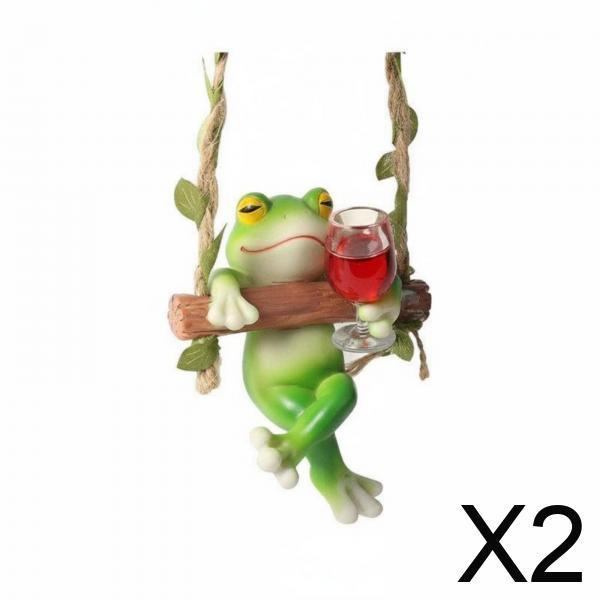 Hanging Frog Swing Figurine Resin Garden Ornament Outdoor Decoration Sculpture Fairytale