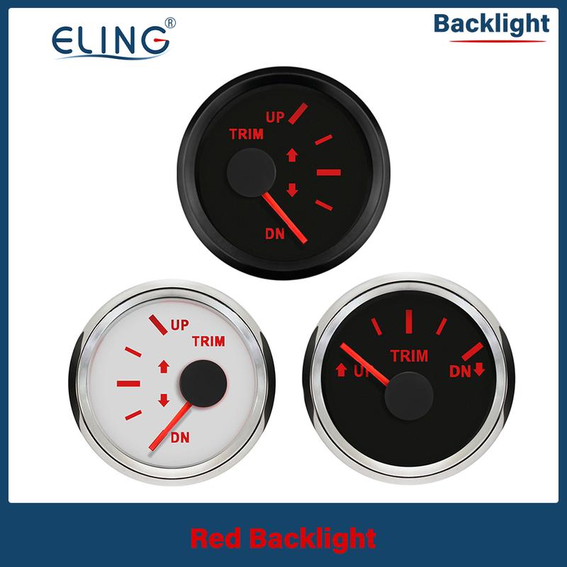ELING New 52mm Waterproof Marine Trim Gauge Meter UP-DN Inboard Outboard Engine 0-190ohm Signal 12V 24V With Red Backlight