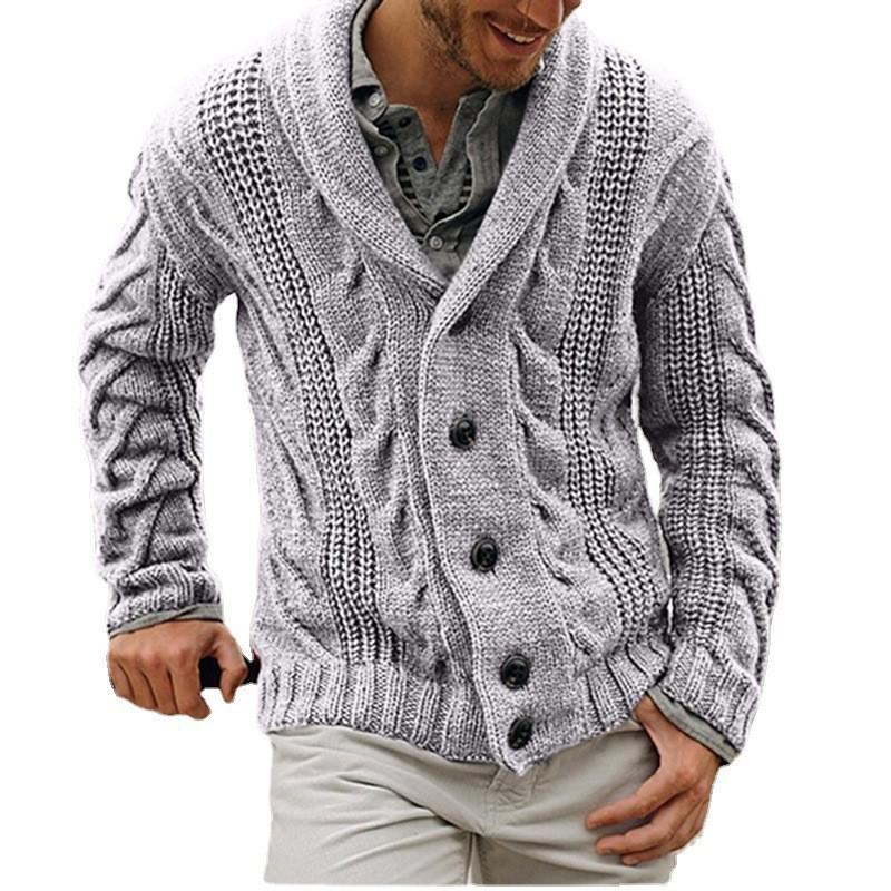 Einreihige Strickjacke für Herren, lockere Passform, große Größe, dicke Nadel, perfekt für Frühling und Herbst.