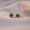 Emerald Rotating Ring Necklace: Japanese & Korean Style Zircon Titanium Steel Clavicle Chain