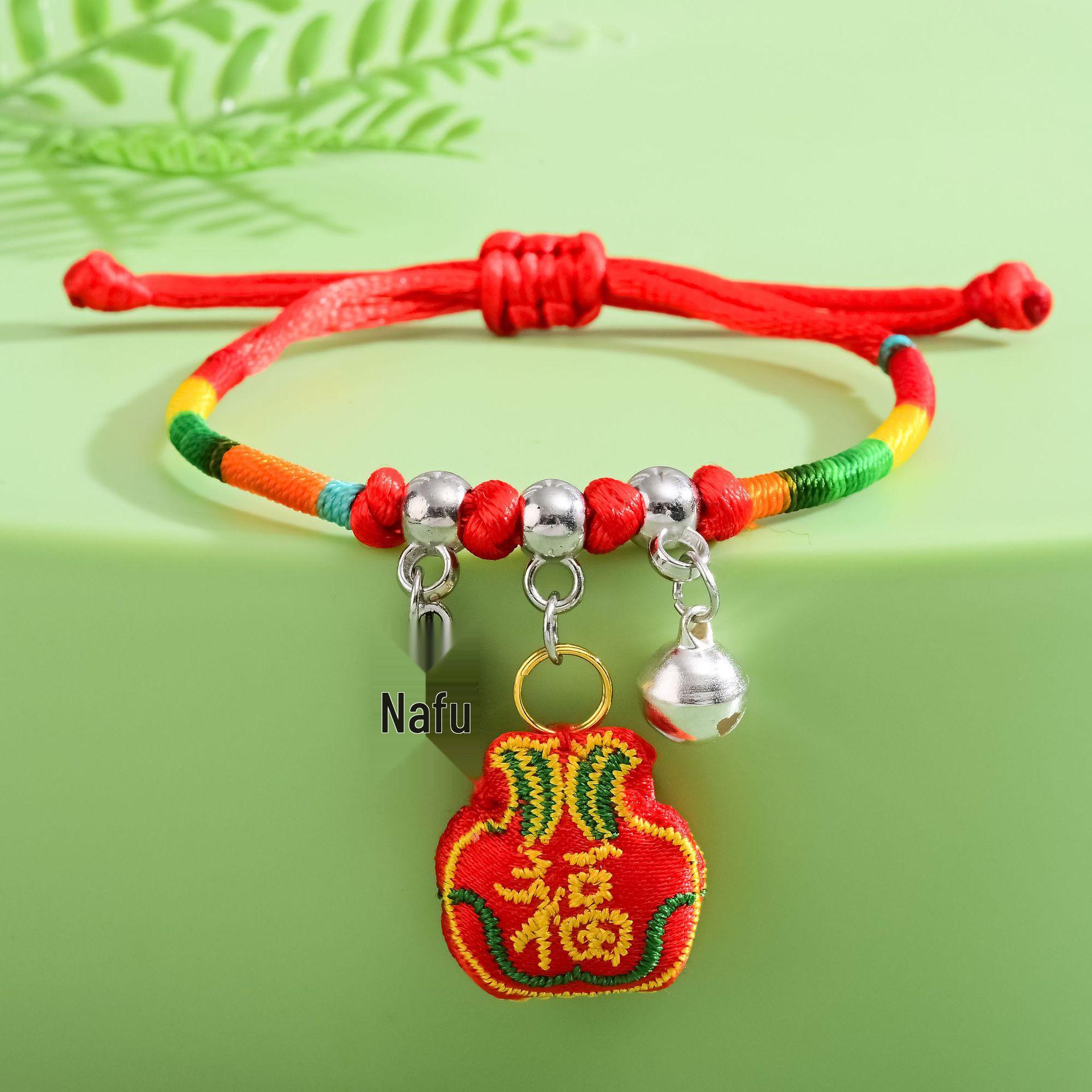 Five-Color String Bracelet: Dragon Boat Festival Handmade Tiger Embroidery, Zongzi Small Sachet - Ethnic Style Hand-Woven Jewelry