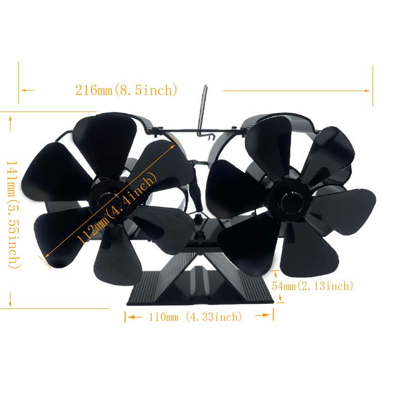 

LT446 Dual-Head Fireplace Fan: Heat-Powered, 6-Blade, Frequency Conversion, Self-Starting Triangle I-Beam Design.