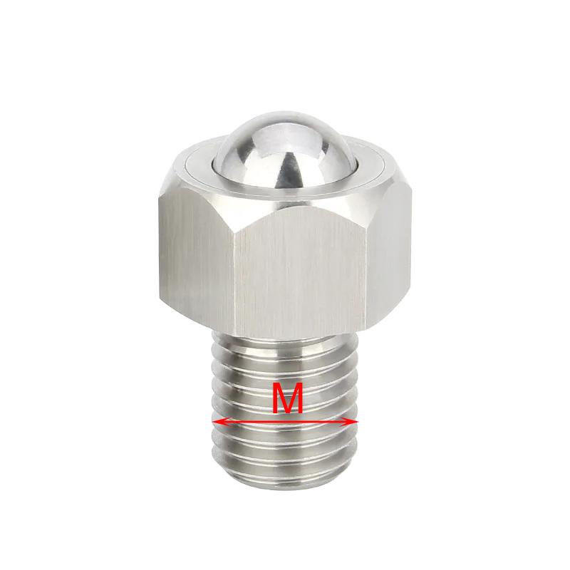 1pc Stainless Steel/POM Main Ball Conveyor Rollers Threaded Ball Rotated Freely Ball Transfer Units Hexagon Cap Ball Plunger