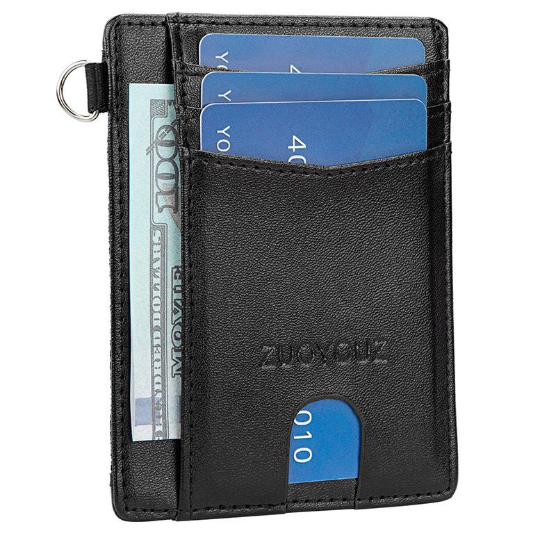 

Кошелек для удостоверения личности из натуральной кожи с большой емкостью и застежкой-молнией - подарочная коробка прилагается чёрный