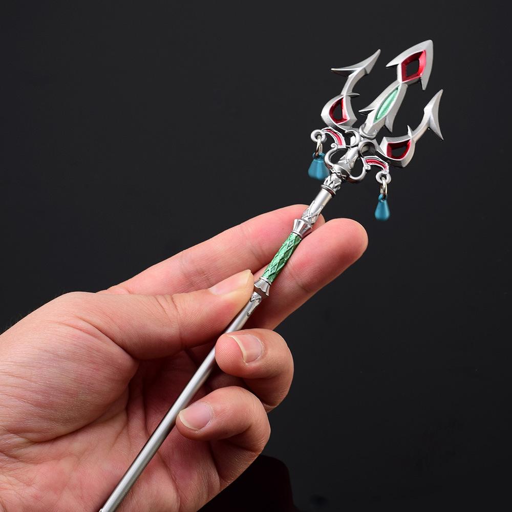 Legend of Ceremonial Trident Zelda Replica, 22cm Alloy Non Sharp Blade Model Toy, Perfect for Fans, Figure Spear Accessories