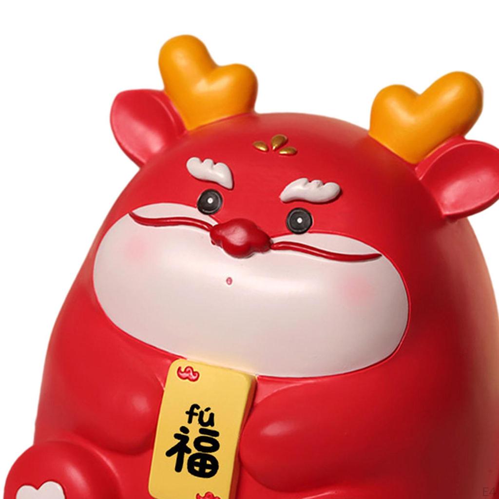 Chinese Dragon Figurine Piggy Bank - Handcrafted Artwork for Home Decor