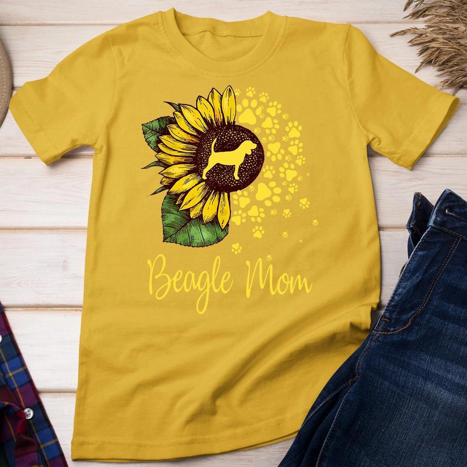 Womens Sunflower Beagle Mom Dog Lover Gift Unisex T-shirt 3 S