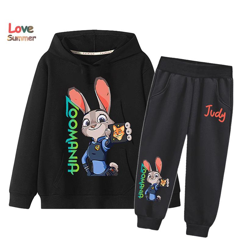 2pcs Kids Zootopia 2 Hoodie Joggers Set Kids Judy Nick Kids Sweatshirt 2pcs Suit Casual Playwear Everyday Sports Matching Outfit for Boys