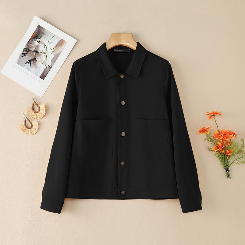 ZANZEA Women Casual Turn Down Collar Loose Long Sleeve Blouse