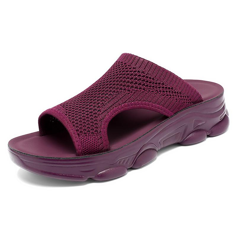 

Женские летние сетчатые шлепанцы на танкетке: Дышащие, Полушлепанцы на толстой подошве