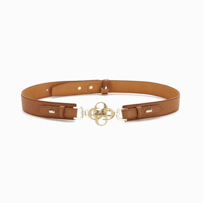 

GRACE U Grace Leather Logo Belt (Brown) Free