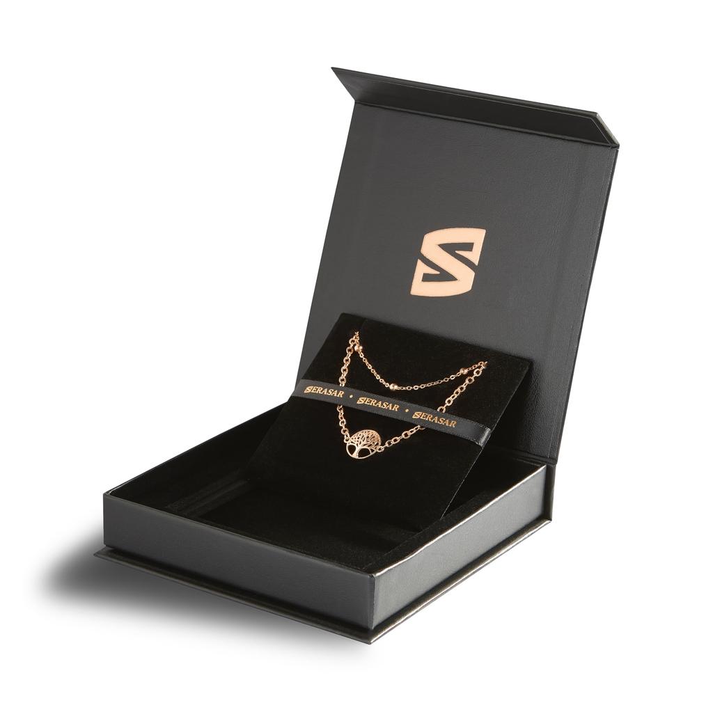 Silver Bracelet Jewelry 925 Silver 18k Rose Gold Necklace Girl Bracelet Bangles Gift [SERASAR] Women's Women's