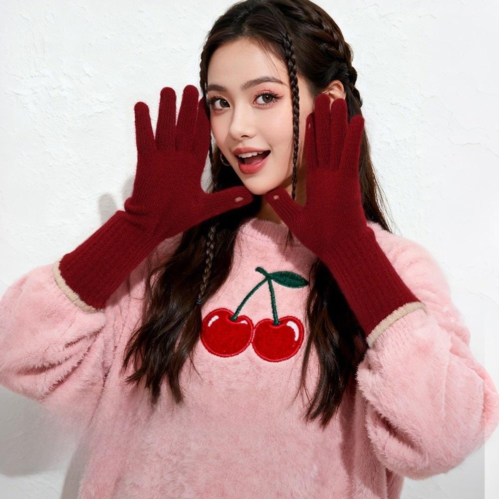 Stretch Yarn Knit Gloves Finger Opening Design Thermal Gloves Full Finger Gloves Winter Season