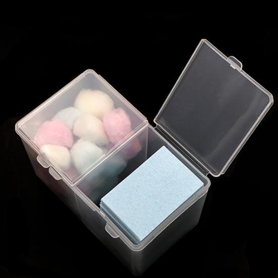 Nail Art Translucent 2 Grid Cotton Pad Swab Storage