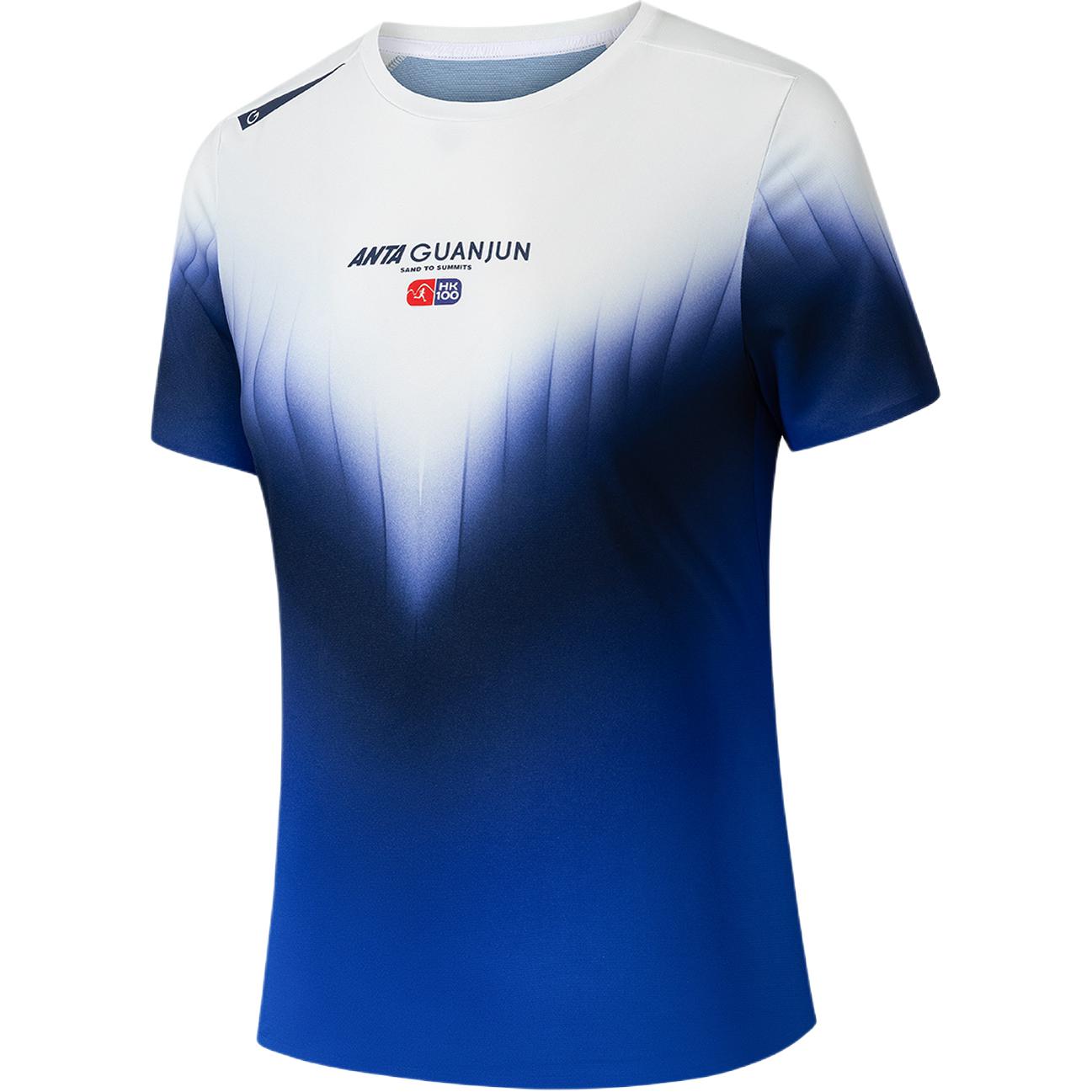 

Anta Champion Outdoor Trail Running Series Color Block Letter Round Neck Quick-Dry Versatile Short Sleeve Knitted Shirt Women tops 152610101-5 L