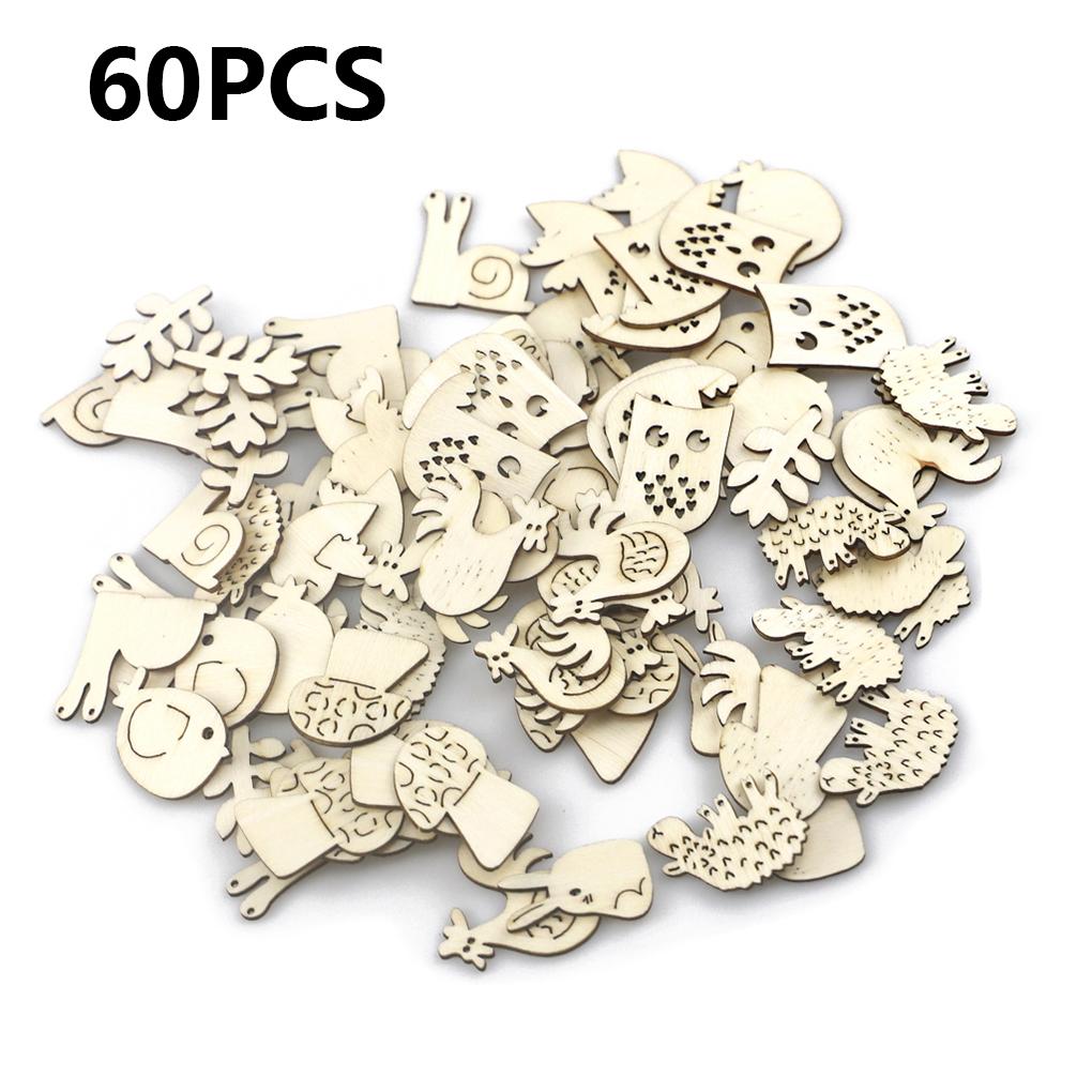 200x Animal Flower Leaf Pattern Multi-function DIY Pendant Handmade Practical Home Decoration Scrapbooking Craft Wooden Ornament