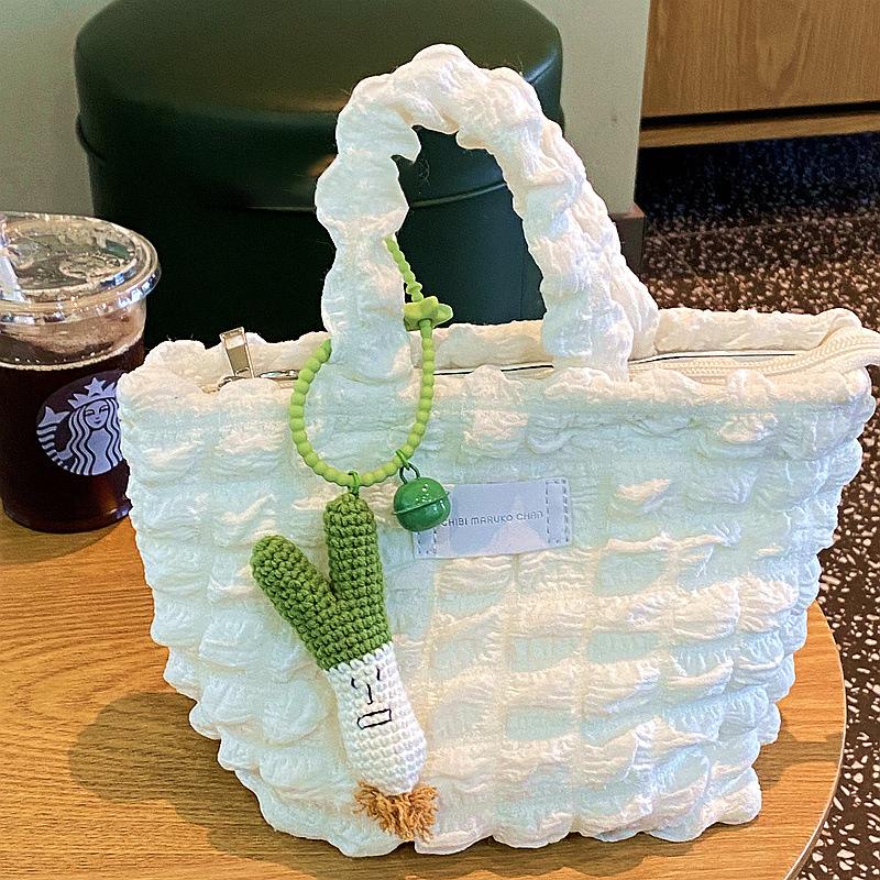 Creative Crochet Keychains Funny Expression Vegetable Doll Keychains Knitting Handmaking Cute Keyrings Bag Pendant Accessories