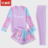 Girls' Quick-Dry Two-Piece Swimsuit: Long Sleeve & Pants, Comfortable & Breathable for Swimming and Hot Springs