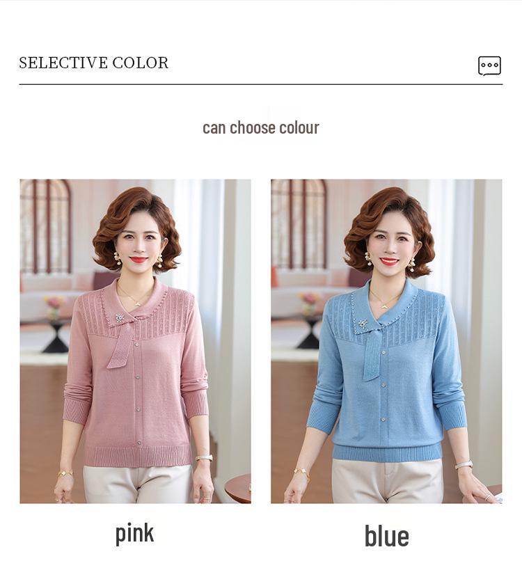 2026 Spring Knitwear Sweater: Stylish Base Layer for Middle-Aged & Elderly Women - Perfect for Spring & Autumn
