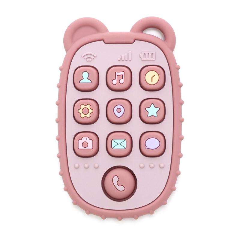 Baby Teether Mobile Phone Shape Silicone Teether Teething Toy Kids Sensory Educational Toy Baby Gift Set