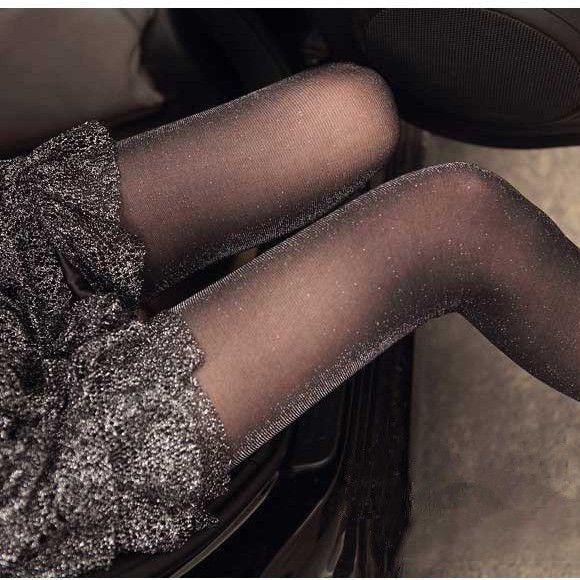 

Thin silver shiny stockings, trendy and sexy black stockings, black pearlescent stockings, glittering shiny pantyhose Average Size【80-120Jin