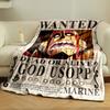 One Piece Themed Anime Blanket with Bounty Poster Design Bedroom Blanket for Livingroom Couch Lunch Break Soft Cozy Throw for Friend's Festival Gift